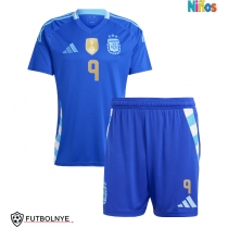 Camiseta Argentina Julian Alvarez #9 Visitante Equipación para niños Copa America 2024 manga corta (+ pantalones cortos)